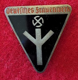 Original Nazi Deutsches Frauenwerk Enameled Badge...$25 SOLD