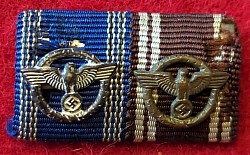 Original Nazi Police Two-Ribbon Bar with Devices...SOLD